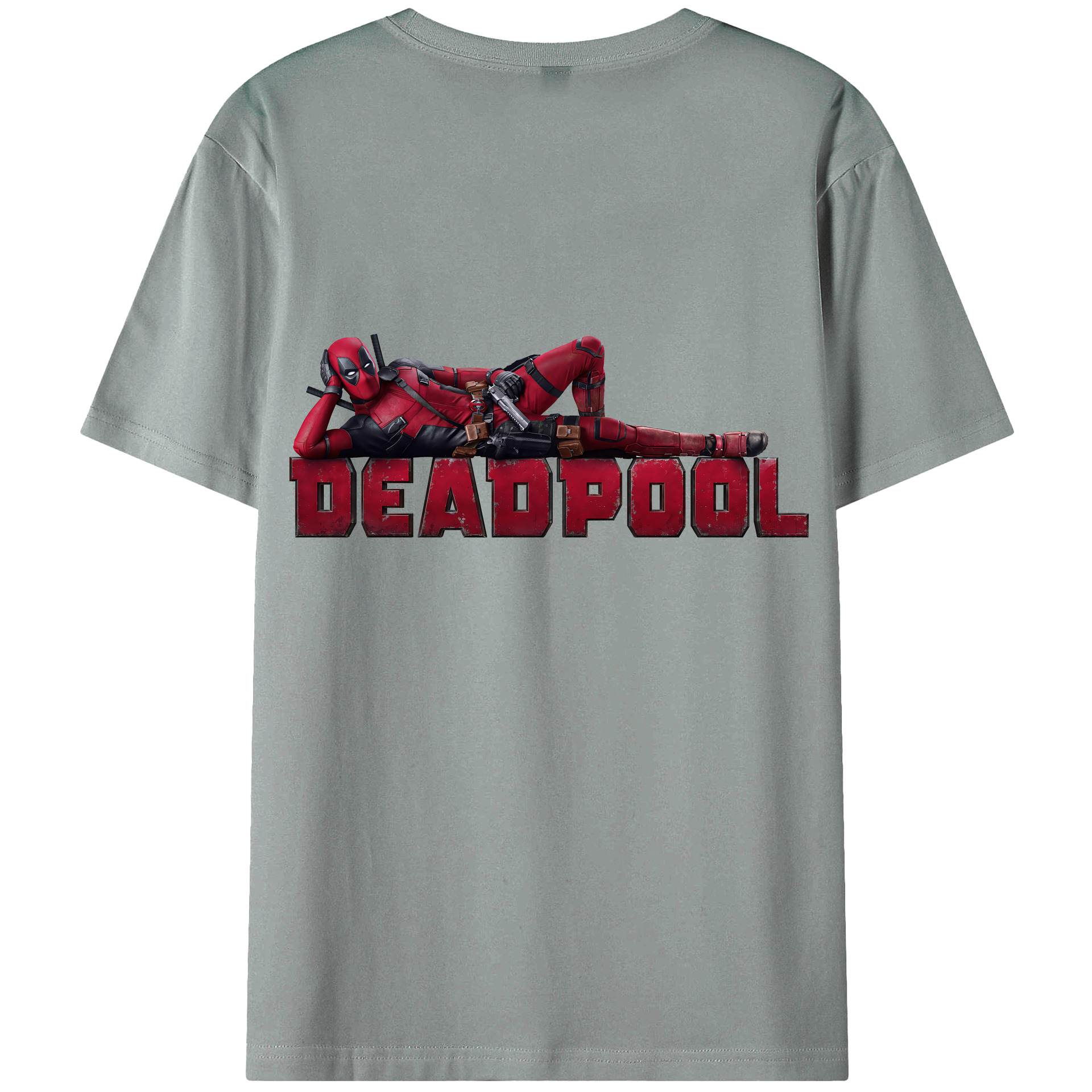 （画像用） Deadpool デッドプール 綿100％ メンズ半袖Tシャツ（バックプリント） 通気性